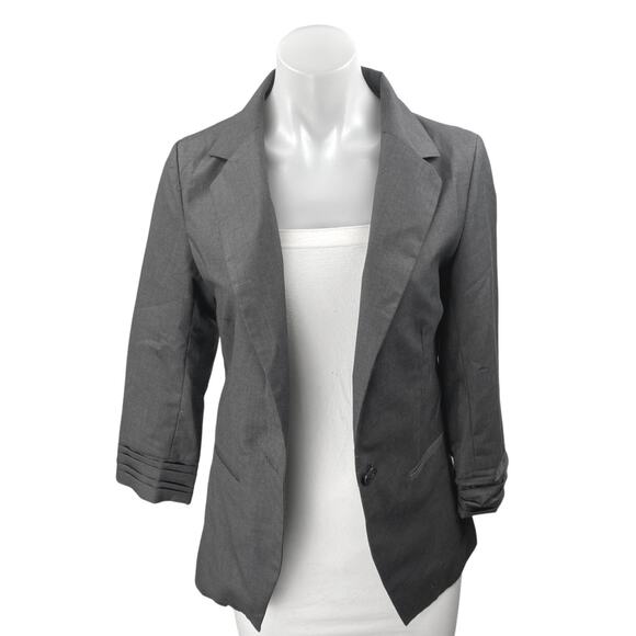 Doki Geki Women's Long Sleeve Gray Single Button Blazer Coat Suit Jacket Size S - Picture 1 of 3